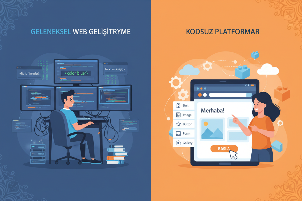 Geleneksel Web Sitesi vs Kodsuz Platform: Hangisi Sizin İçin Doğru?