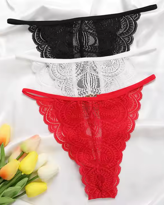 Kadın 3'lü Dantel String - Tanga BC0041
