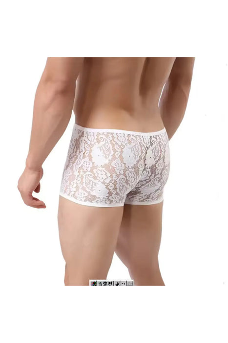 Fantezi Dantelli Beyaz Seksi Erkek Boxer - Erkek İç çamaşırı BC4613