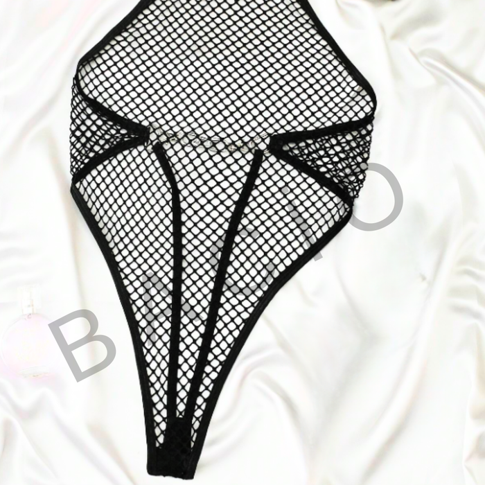 Bacio Fantezi Seksi Fileli Kelepçeli Sırtı Açık Babydoll Gecelik BC9231