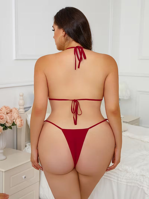 Büyük Beden Kırmzı Sütyen Tanga BC9259