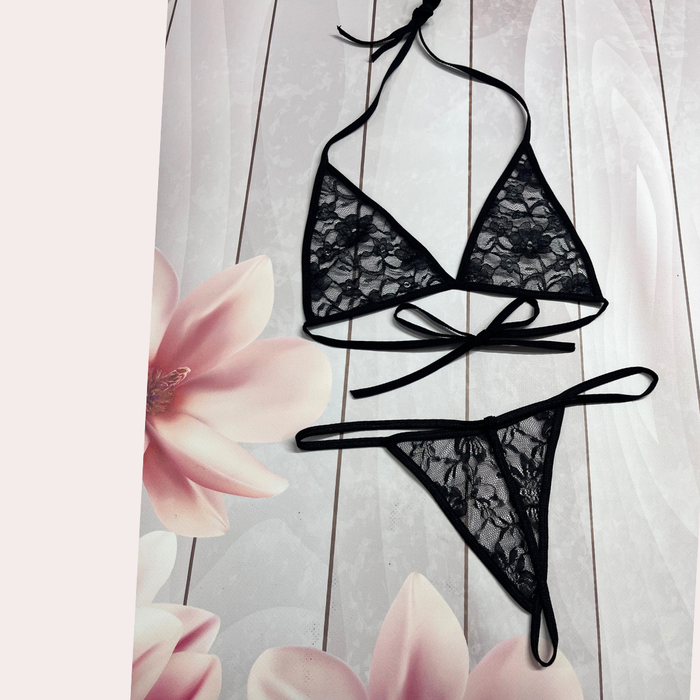 Fantezi Siyah Dantelli Sütyen Kilot Seksi İç Giyim BC9202