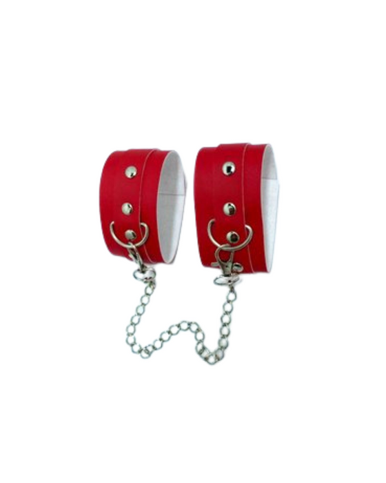 Fantezi Deri Seksi Kırmızı Kedi Maske Kelepçe Kırbaç Seti ( 3'lü set) BC5367