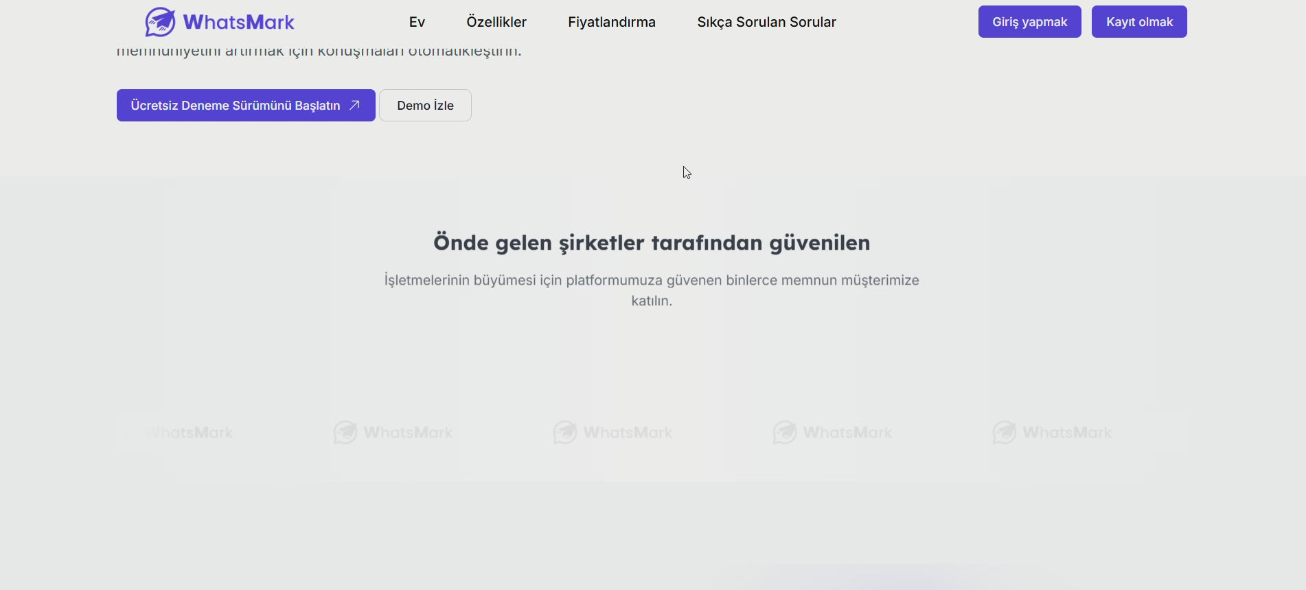 WhatsMarkSaaS - Botlar, Sohbetler, Toplu Gönderim ve Yapay Zeka ile WhatsApp Pazarlama ve Otomasyon SaaS Platformu