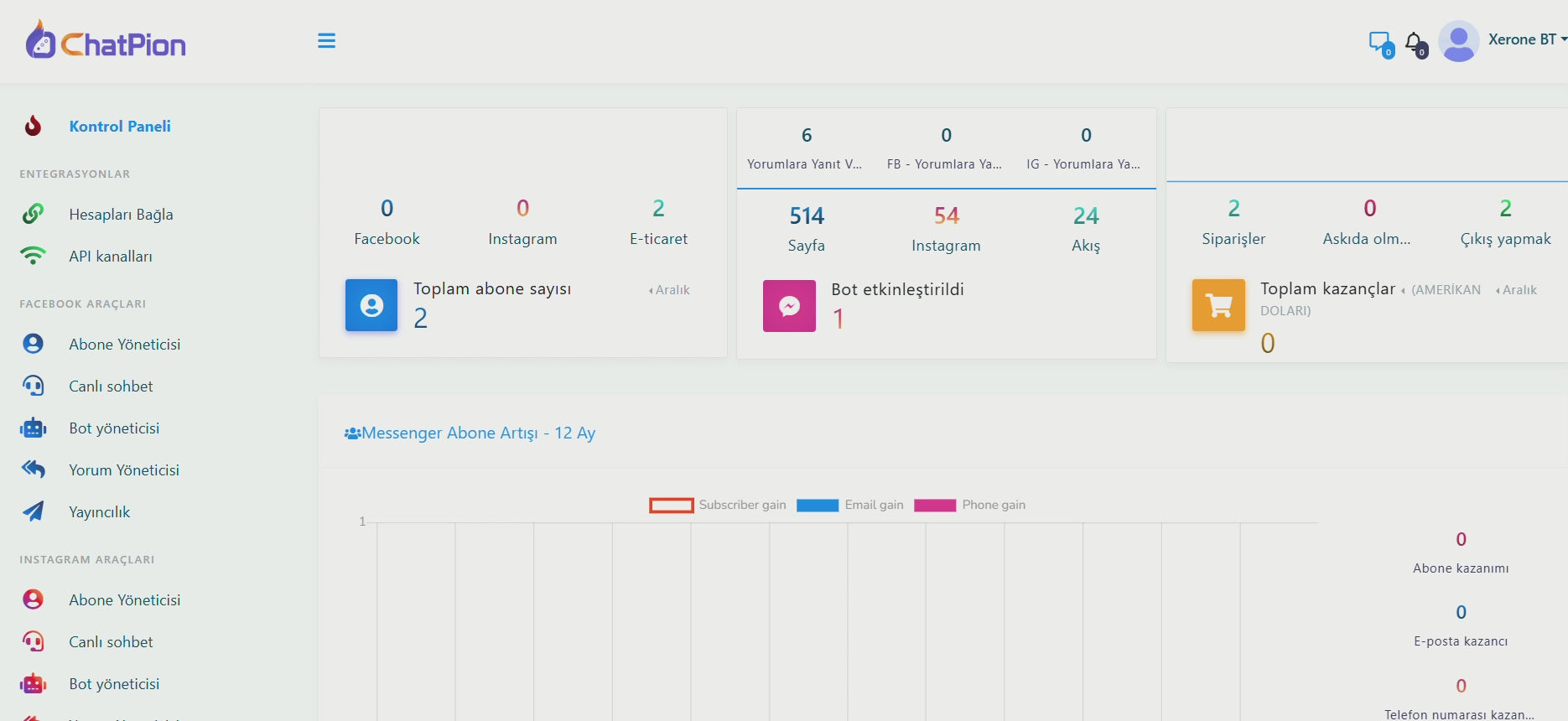 ChatPion: Facebook, Instagram, E-ticaret, SMS/E-posta ve Sosyal Medya Pazarlaması için Yapay Zeka Destekli Sohbet Botu (SaaS)