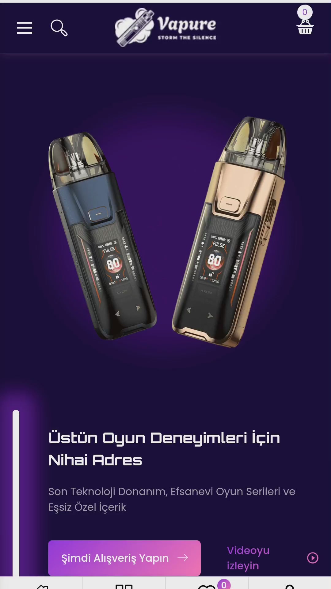 Vapure - Elektronik Sigara ve E-Likit Mağazası Shopify Teması