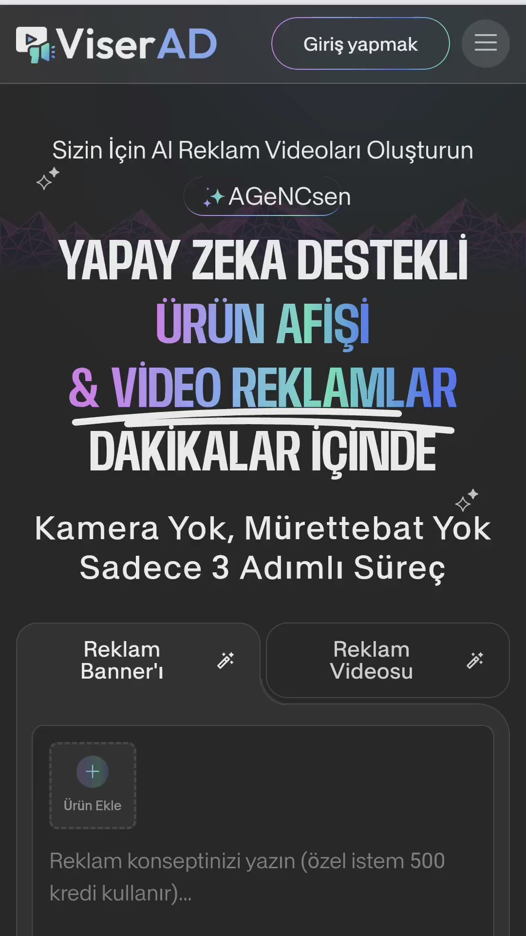 ViserAD - SAAS Olarak Yapay Zeka Destekli Pazarlama İçeriği Oluşturma Platformu