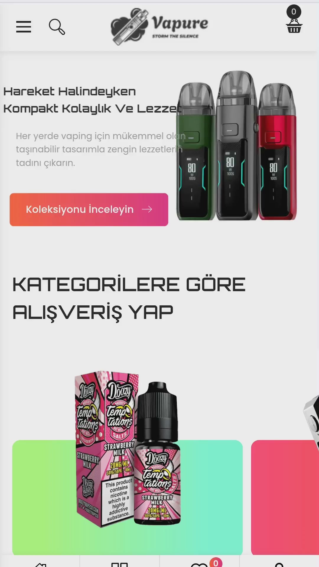 Vapure - Elektronik Sigara ve E-Likit Mağazası Shopify Teması