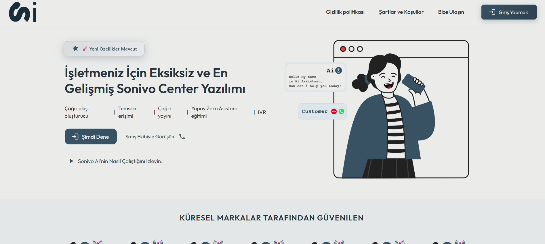 Sonivo - Yapay zeka destekli bulut tabanlı çağrı merkezi SAAS sistemi