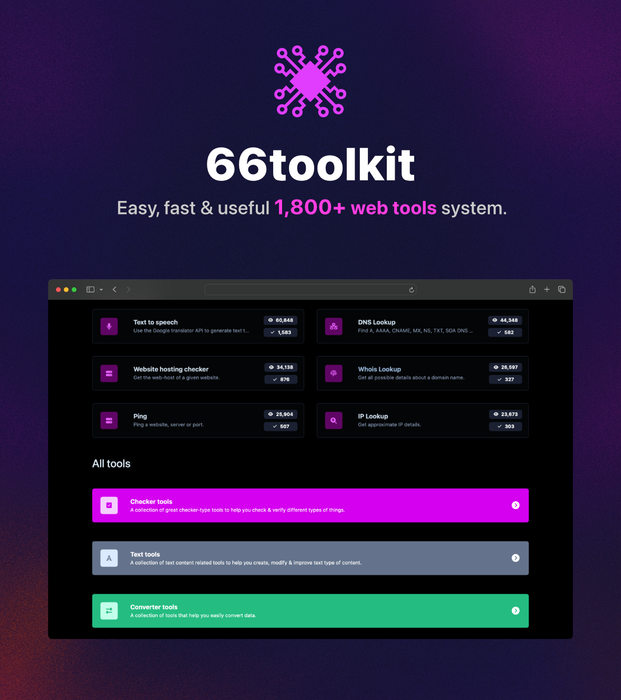 66toolkit - En Üstün Web Araçları Sistemi (SAAS)