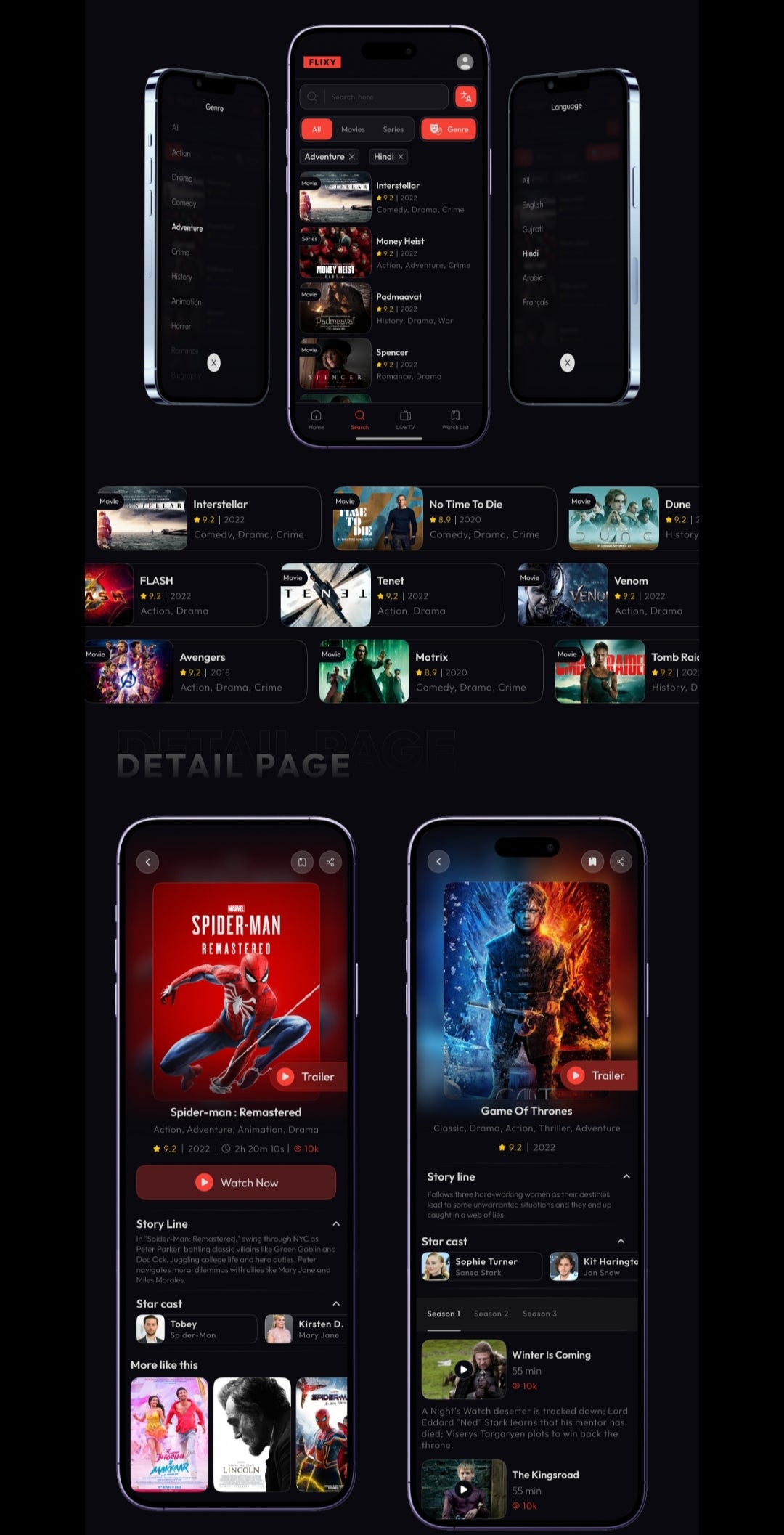Film Uygulaması: Diziler, Canlı TV, Video Akış Uygulaması, Netflix Klonu