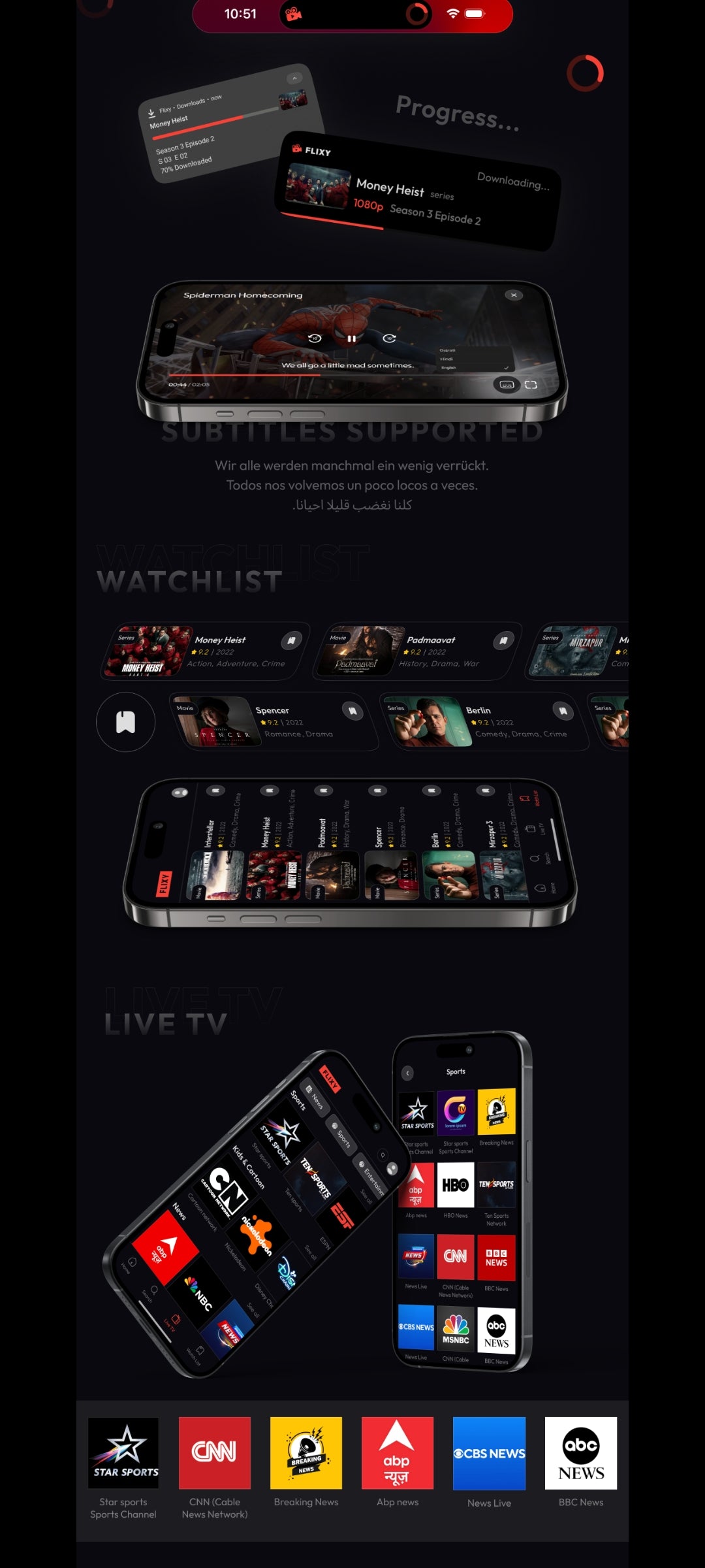 Film Uygulaması: Diziler, Canlı TV, Video Akış Uygulaması, Netflix Klonu