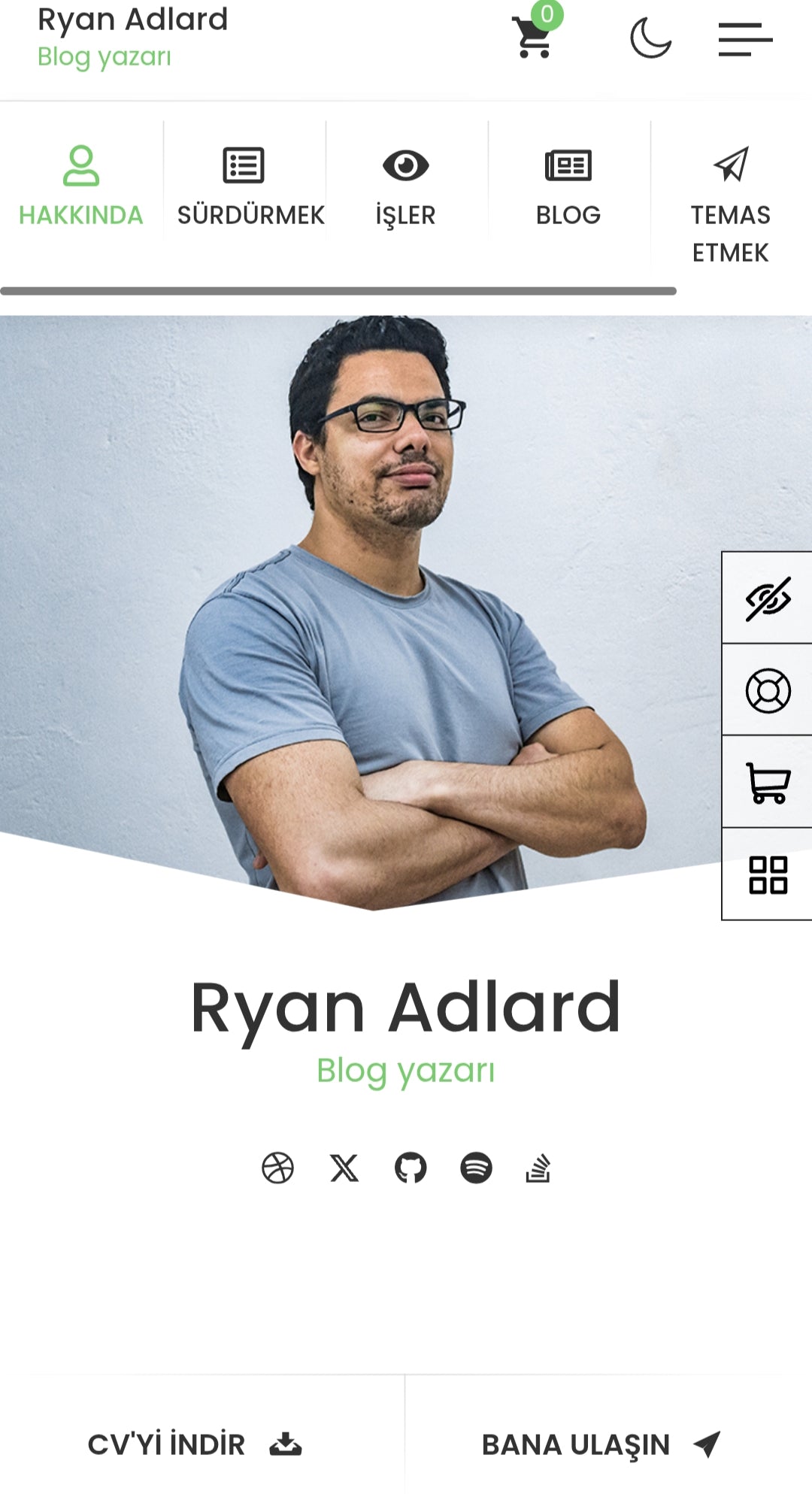 RyanCV - Kişisel Portföy Özgeçmiş Teması